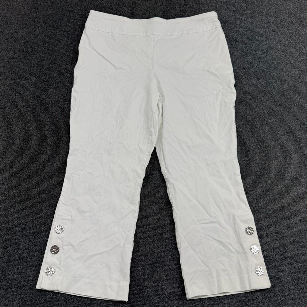 JM Collections Capri Pants Women's XL White Wide Leg Cropped Workwear Trousers